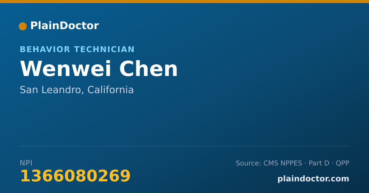 Shareable card for Wenwei Chen - Behavior Technician, San Leandro, CA