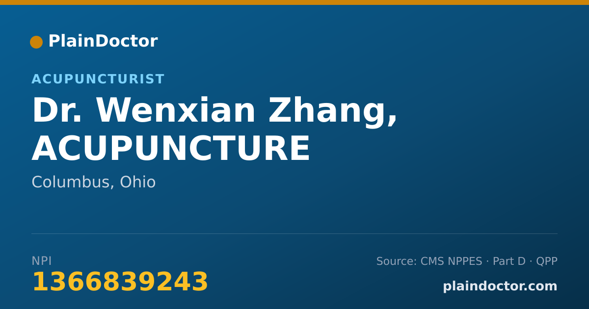 Shareable card for Wenxian Zhang, ACUPUNCTURE - Acupuncturist, Columbus, OH
