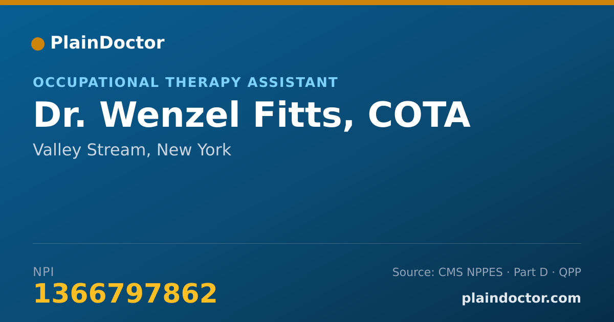Shareable card for Wenzel Fitts, COTA - Occupational Therapy Assistant, Valley Stream, NY