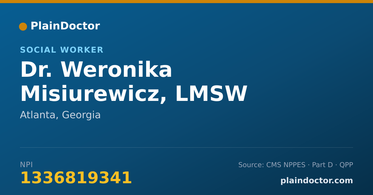 Shareable card for Weronika Misiurewicz, LMSW - Social Worker, Atlanta, GA