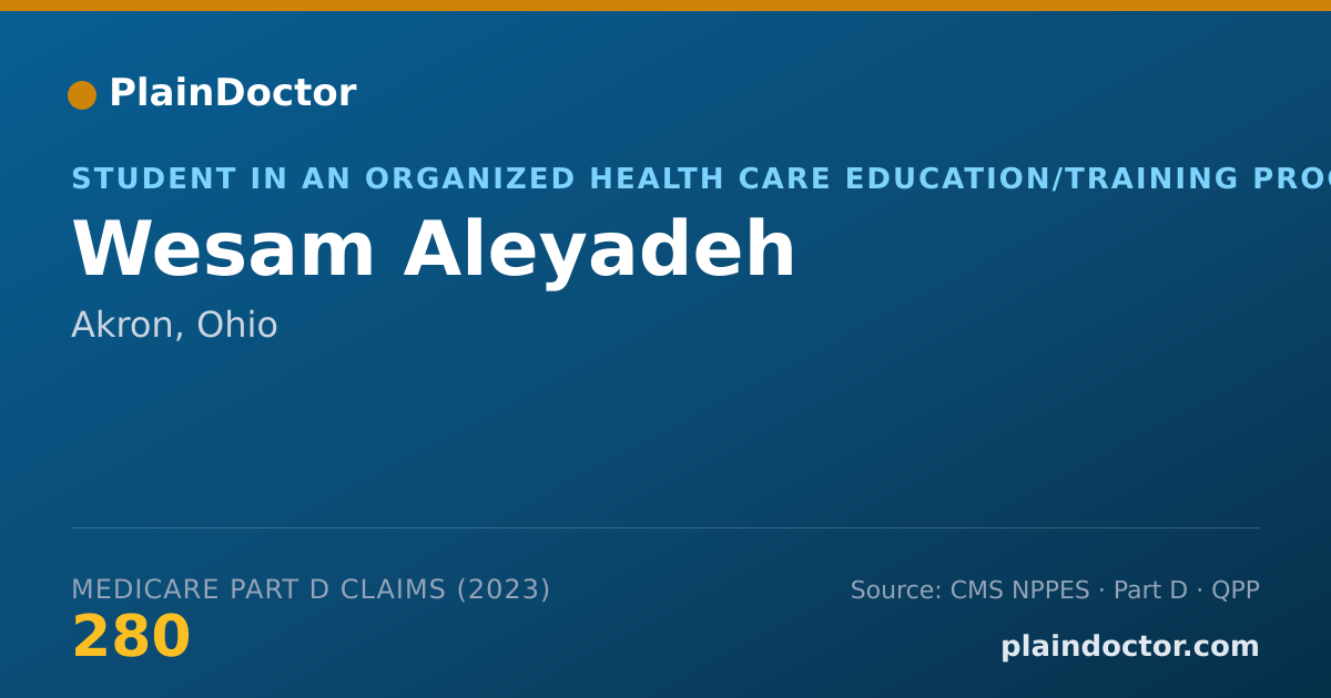 Shareable card for Wesam Aleyadeh - Student in an Organized Health Care Education/Training Program, Akron, OH