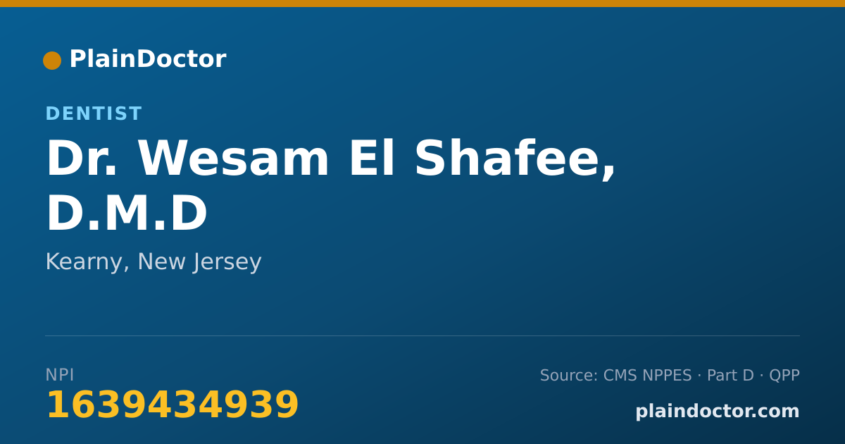 Shareable card for Wesam El Shafee, D.M.D - Dentist, Kearny, NJ