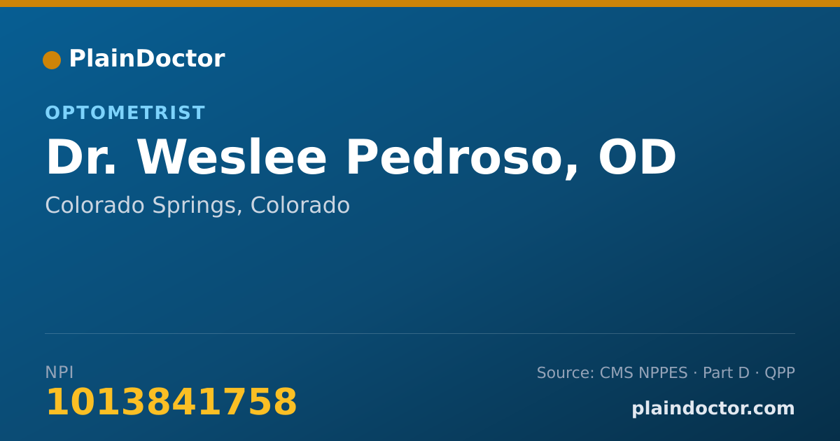 Shareable card for Weslee Pedroso, OD - Optometrist, Colorado Springs, CO