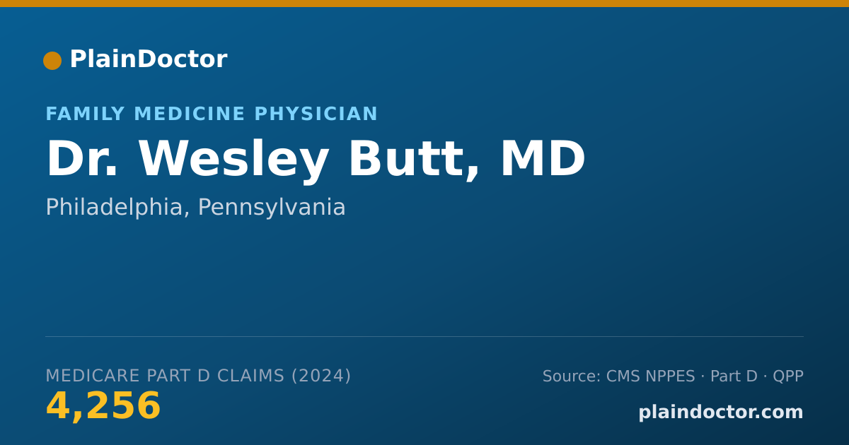 Shareable card for Wesley Butt, MD - Family Medicine Physician, Philadelphia, PA