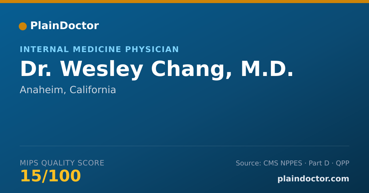Shareable card for Wesley Chang, M.D. - Internal Medicine Physician, Anaheim, CA