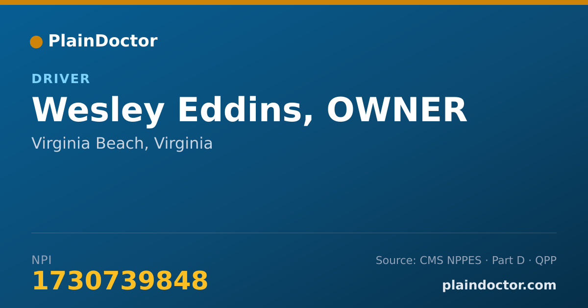 Shareable card for Wesley Eddins, OWNER - Driver, Virginia Beach, VA