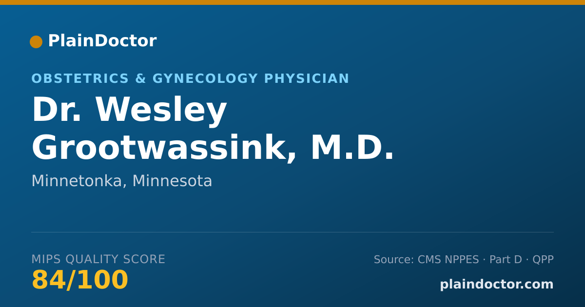 Shareable card for Wesley Grootwassink, M.D. - Obstetrics & Gynecology Physician, Minnetonka, MN