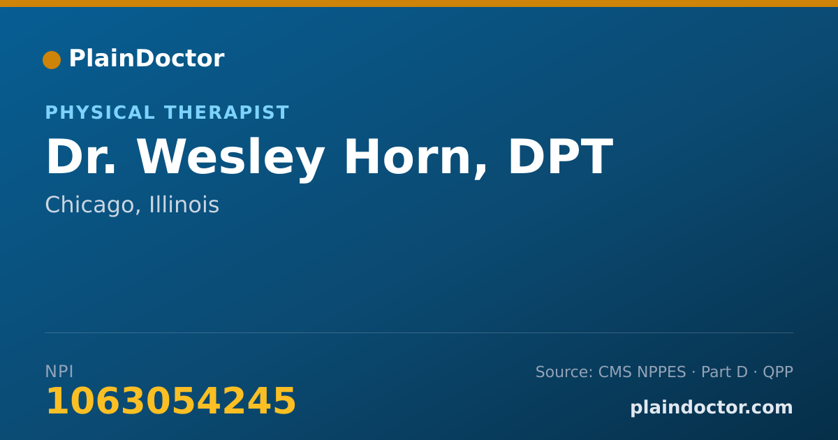 Shareable card for Wesley Horn, DPT - Physical Therapist, Chicago, IL