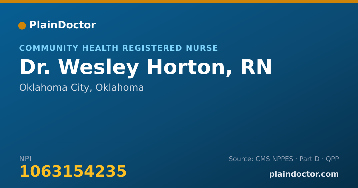Shareable card for Wesley Horton, RN - Community Health Registered Nurse, Oklahoma City, OK