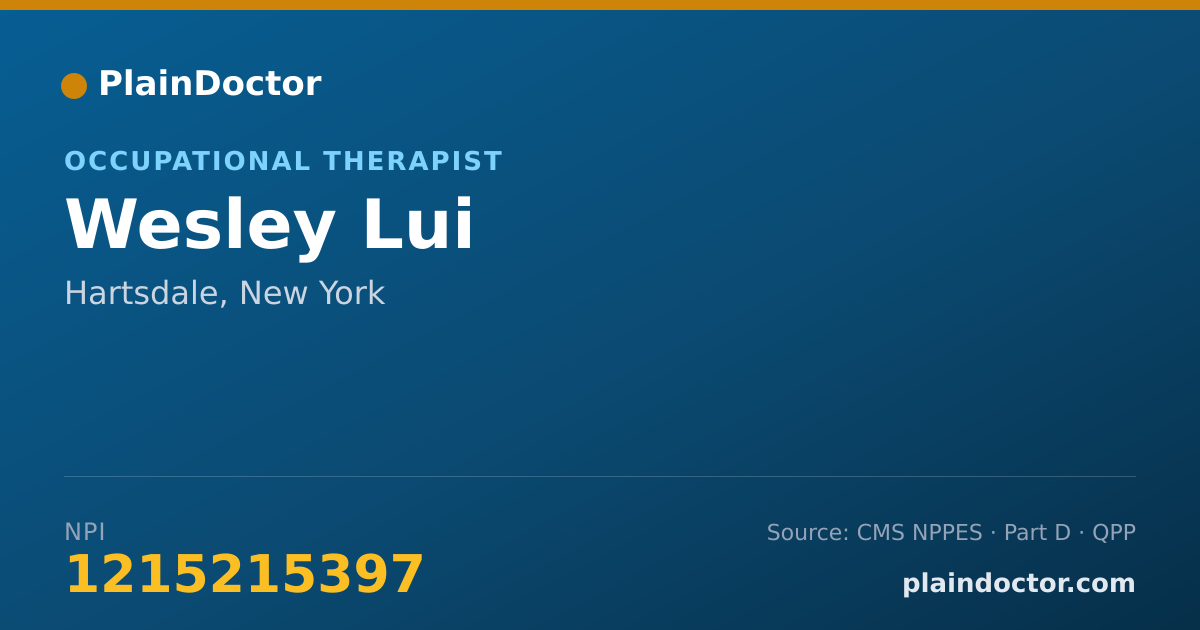 Shareable card for Wesley Lui - Occupational Therapist, Hartsdale, NY