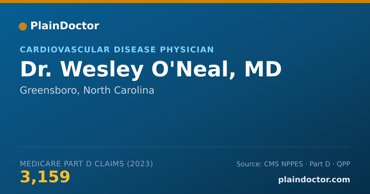 Shareable card for Wesley O'Neal, MD - Cardiovascular Disease Physician, Greensboro, NC