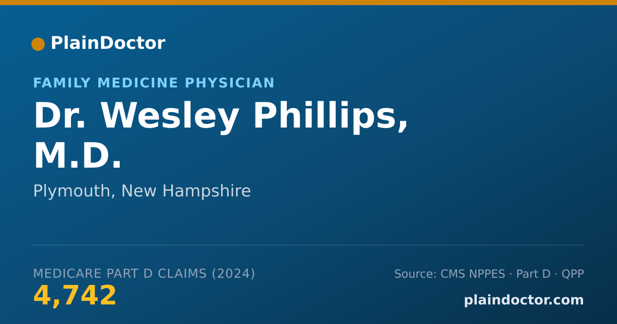 Shareable card for Wesley Phillips, M.D. - Family Medicine Physician, Plymouth, NH