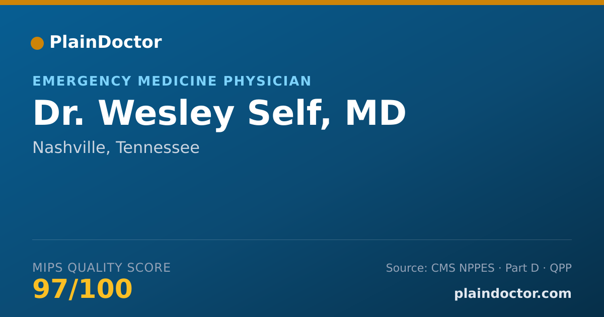 Shareable card for Wesley Self, MD - Emergency Medicine Physician, Nashville, TN