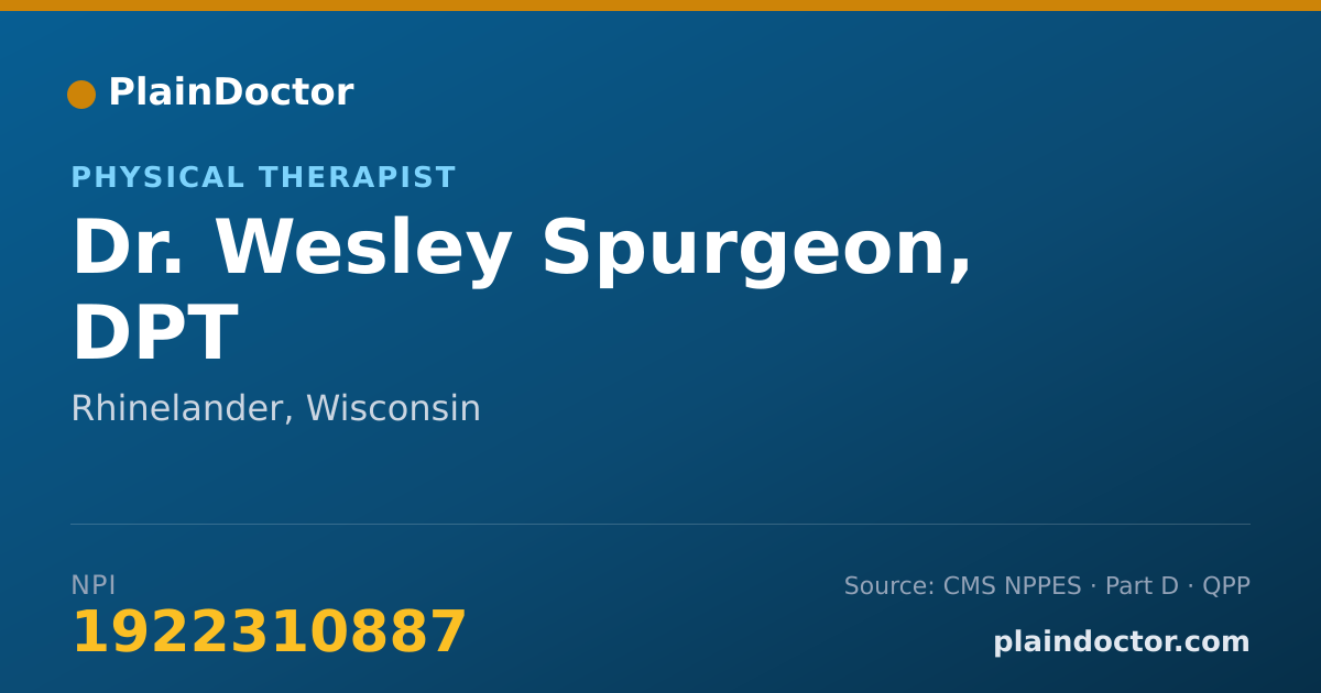 Shareable card for Wesley Spurgeon, DPT - Physical Therapist, Rhinelander, WI