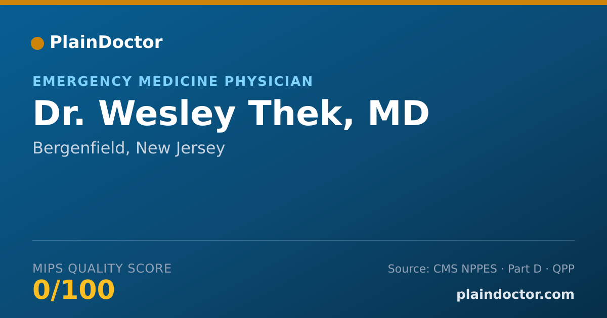 Shareable card for Wesley Thek, MD - Emergency Medicine Physician, Bergenfield, NJ