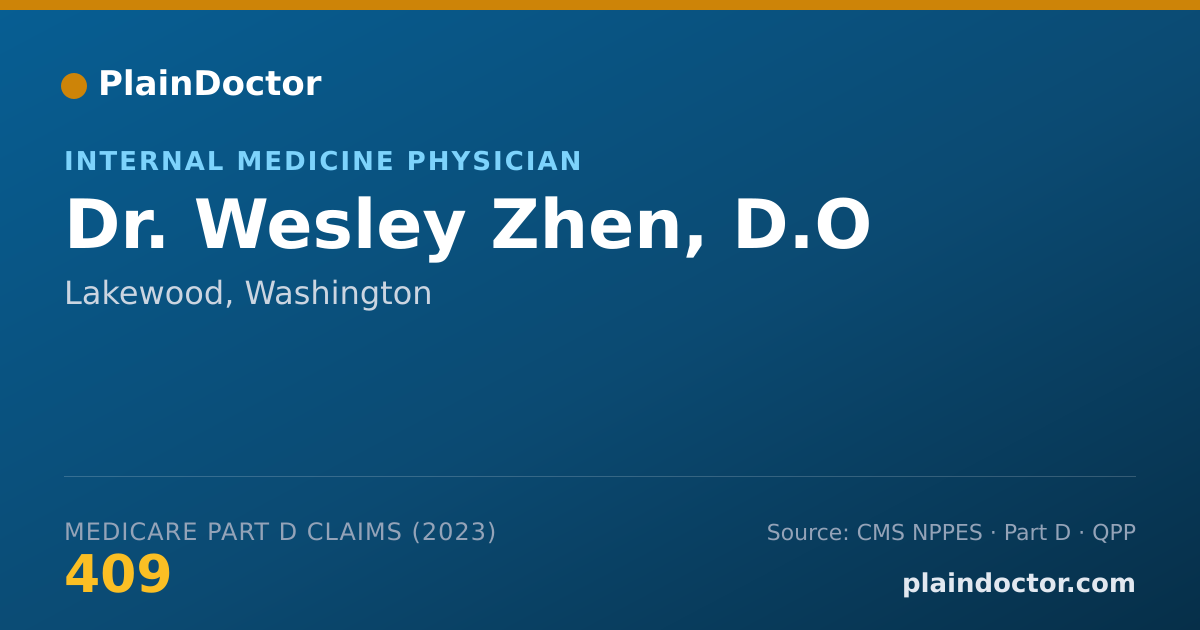 Shareable card for Wesley Zhen, D.O - Internal Medicine Physician, Lakewood, WA