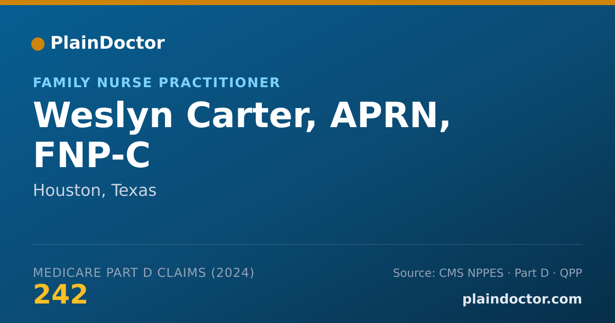 Shareable card for Weslyn Carter, APRN, FNP-C - Family Nurse Practitioner, Houston, TX
