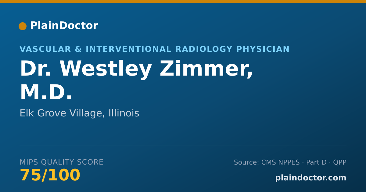 Shareable card for Westley Zimmer, M.D. - Vascular & Interventional Radiology Physician, Elk Grove Village, IL