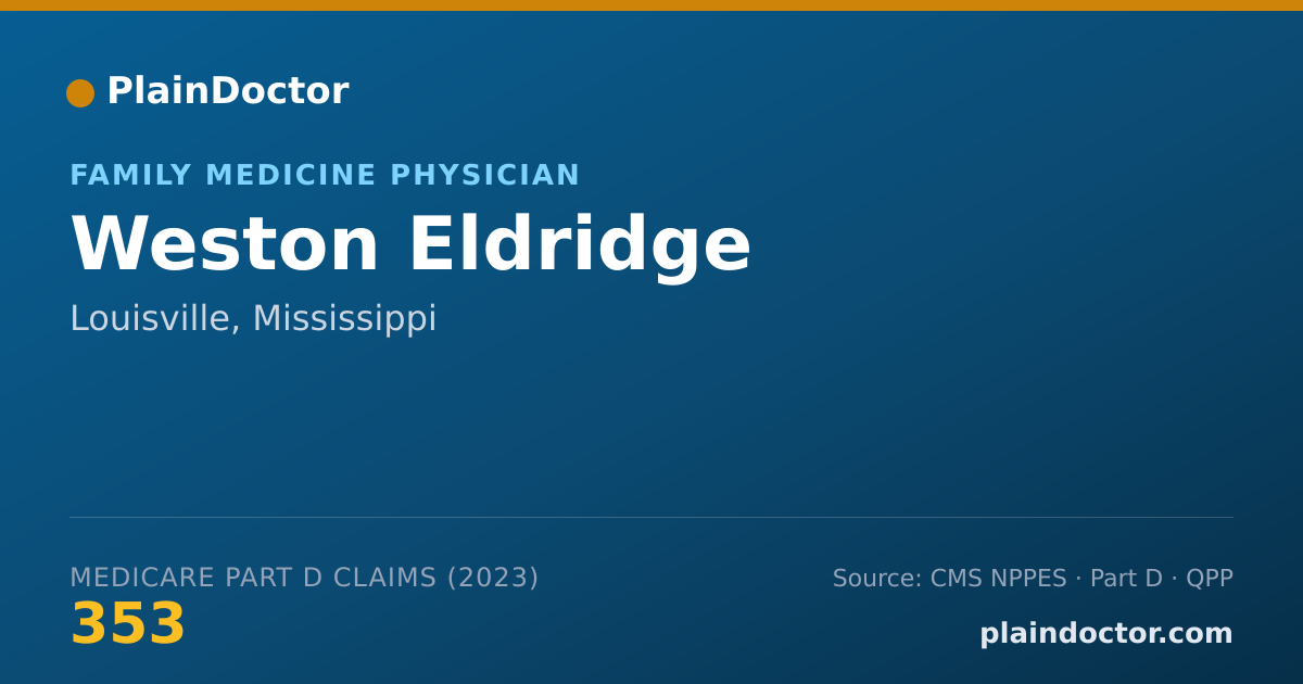 Shareable card for Weston Eldridge - Family Medicine Physician, Louisville, MS