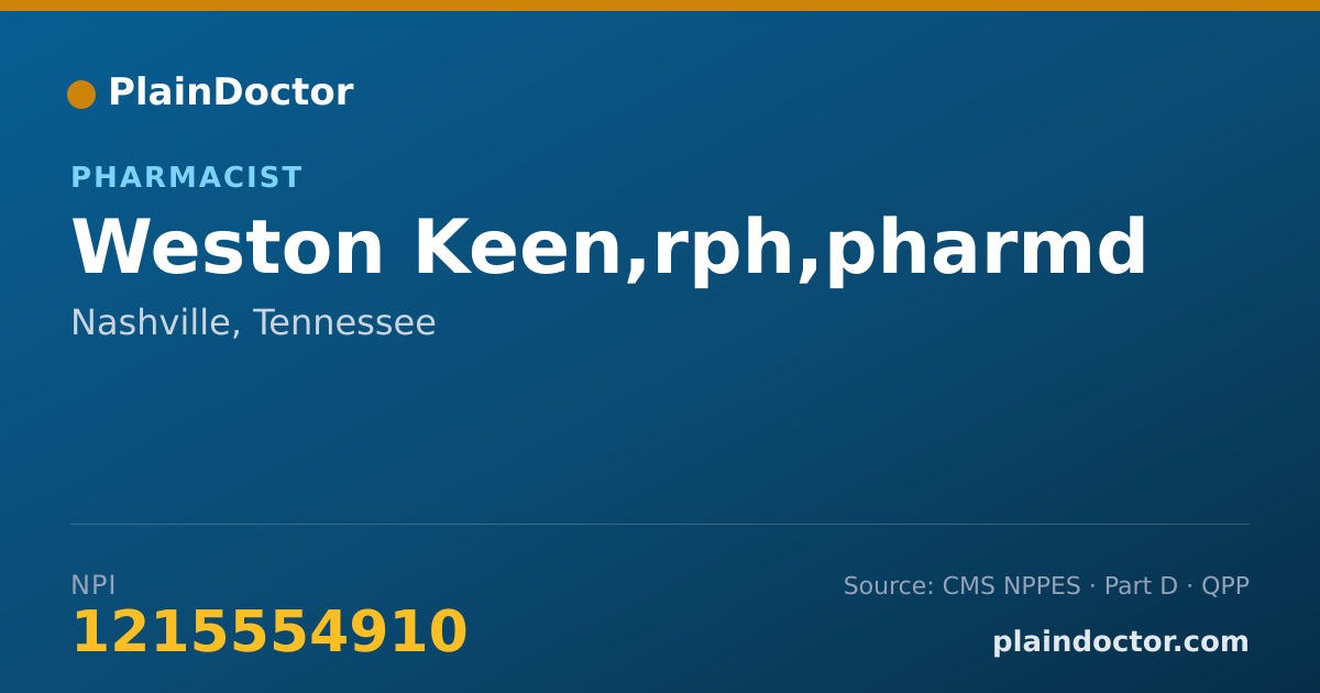 Shareable card for Weston Keen,rph,pharmd - Pharmacist, Nashville, TN