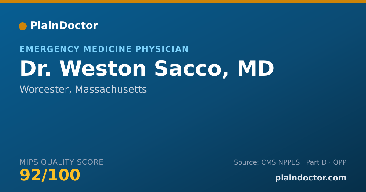 Shareable card for Weston Sacco, MD - Emergency Medicine Physician, Worcester, MA