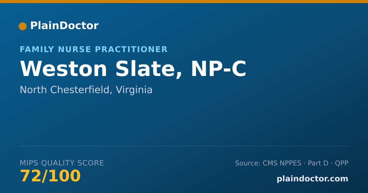 Shareable card for Weston Slate, NP-C - Family Nurse Practitioner, North Chesterfield, VA