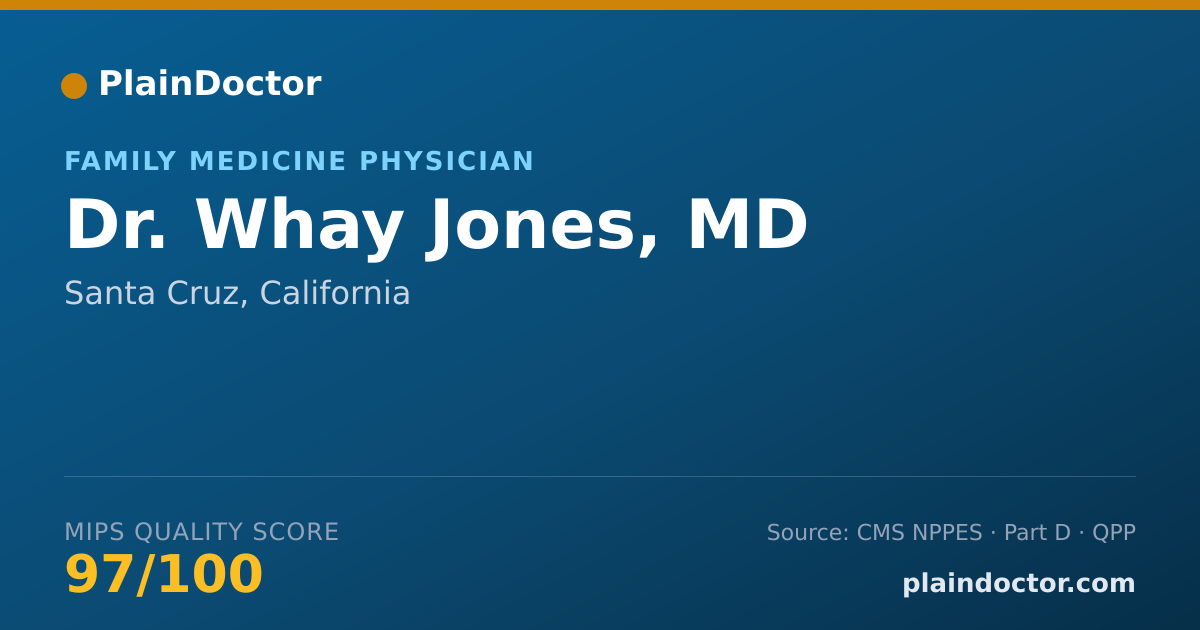 Shareable card for Whay Jones, MD - Family Medicine Physician, Santa Cruz, CA