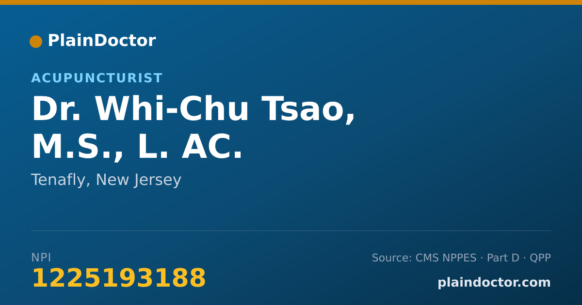 Shareable card for Whi-Chu Tsao, M.S., L. AC. - Acupuncturist, Tenafly, NJ