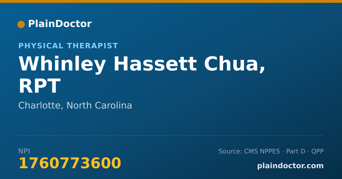 Shareable card for Whinley Hassett Chua, RPT - Physical Therapist, Charlotte, NC