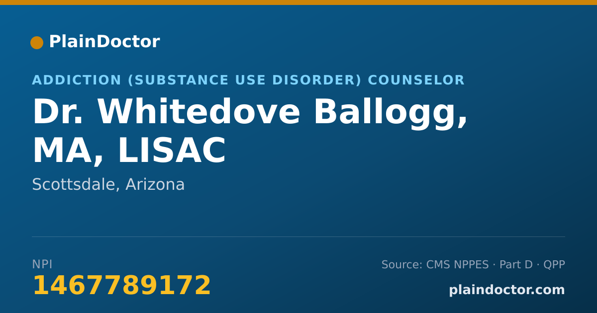 Shareable card for Whitedove Ballogg, MA, LISAC - Addiction (Substance Use Disorder) Counselor, Scottsdale, AZ