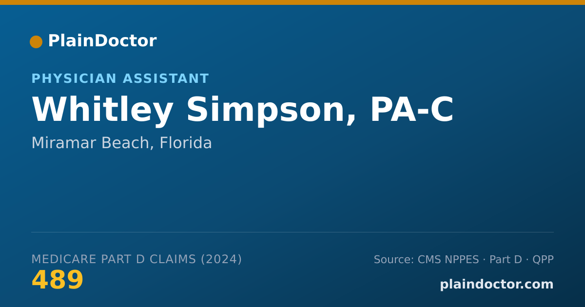Shareable card for Whitley Simpson, PA-C - Physician Assistant, Miramar Beach, FL