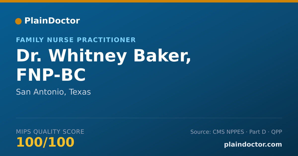 Shareable card for Whitney Baker, FNP-BC - Family Nurse Practitioner, San Antonio, TX