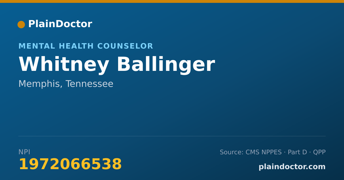 Shareable card for Whitney Ballinger - Mental Health Counselor, Memphis, TN