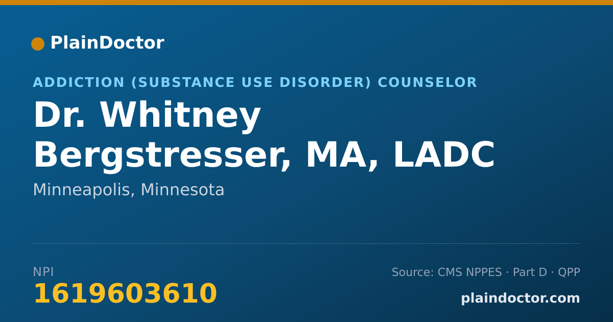 Shareable card for Whitney Bergstresser, MA, LADC - Addiction (Substance Use Disorder) Counselor, Minneapolis, MN