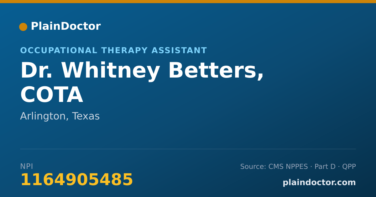 Shareable card for Whitney Betters, COTA - Occupational Therapy Assistant, Arlington, TX