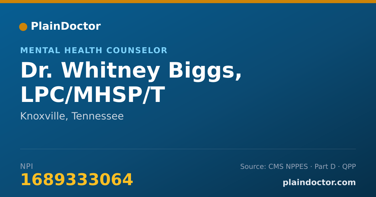 Shareable card for Whitney Biggs, LPC/MHSP/T - Mental Health Counselor, Knoxville, TN
