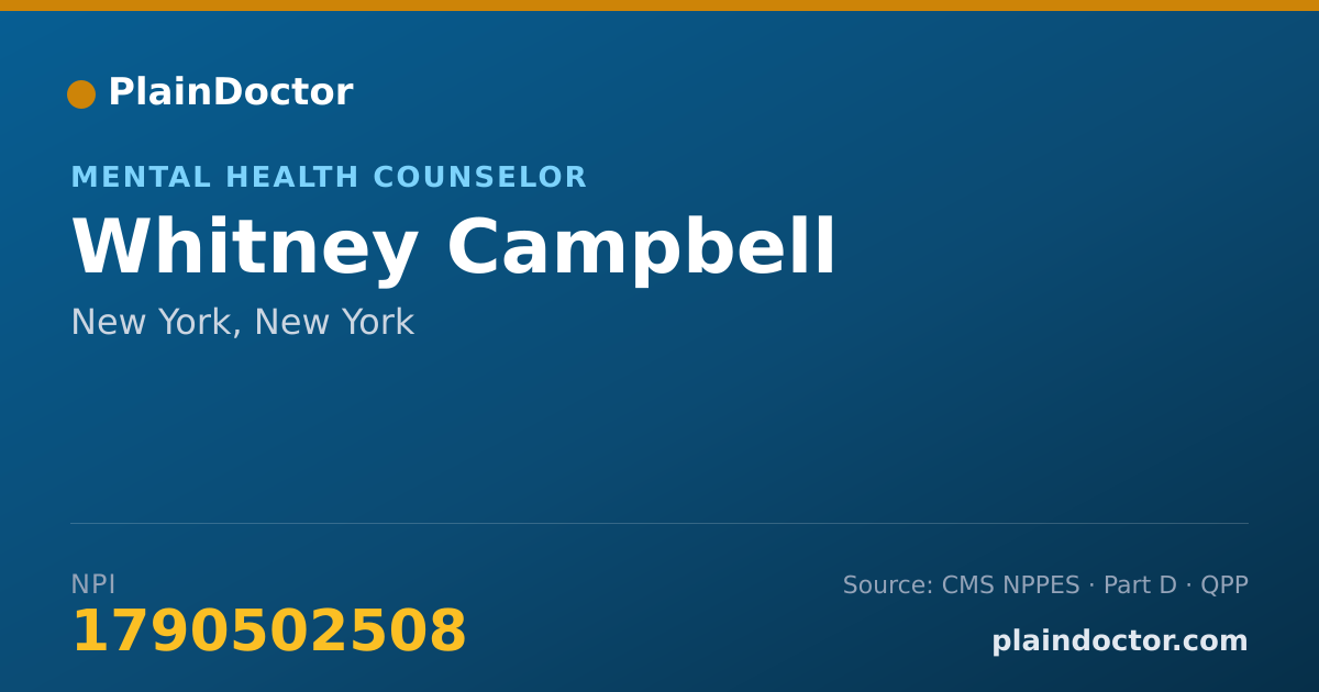 Shareable card for Whitney Campbell - Mental Health Counselor, New York, NY