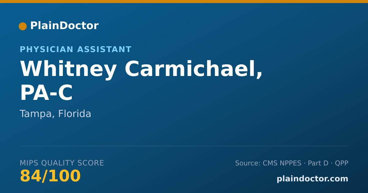 Shareable card for Whitney Carmichael, PA-C - Nurse Practitioner, Tampa, FL