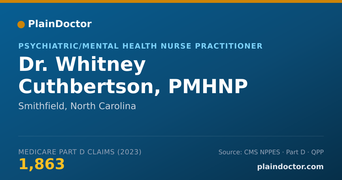 Shareable card for Whitney Cuthbertson, PMHNP - Psychiatric/Mental Health Nurse Practitioner, Smithfield, NC