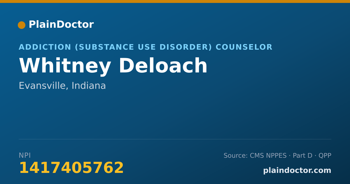 Shareable card for Whitney Deloach - Addiction (Substance Use Disorder) Counselor, Evansville, IN