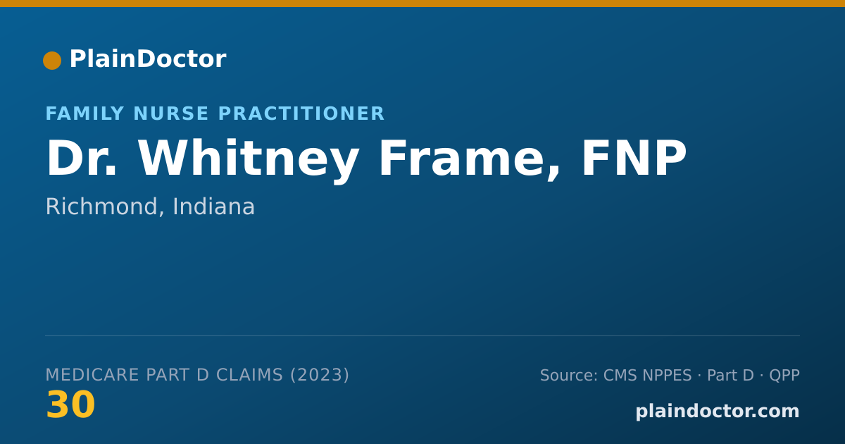 Shareable card for Whitney Frame, FNP - Family Nurse Practitioner, Richmond, IN