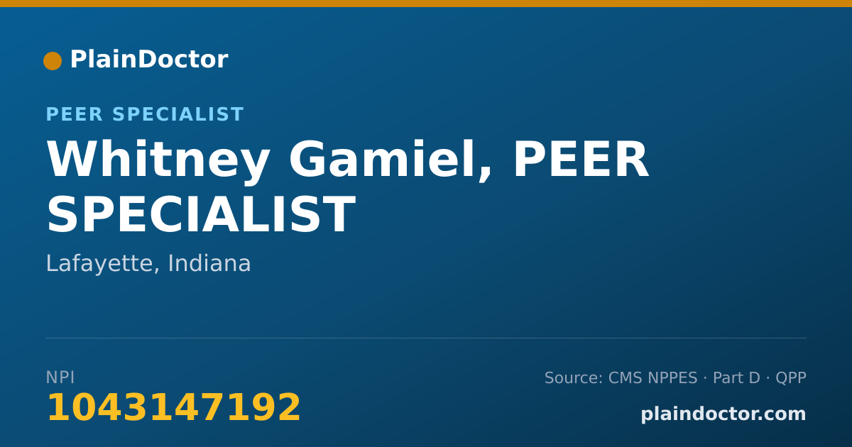Shareable card for Whitney Gamiel, PEER SPECIALIST - Peer Specialist, Lafayette, IN