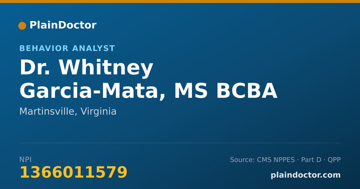 Shareable card for Whitney Garcia-Mata, MS BCBA LBA - Behavior Analyst, Martinsville, VA