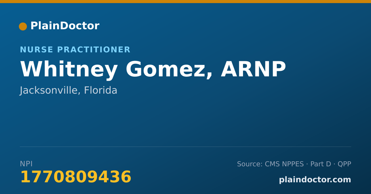 Shareable card for Whitney Gomez, ARNP - Nurse Practitioner, Jacksonville, FL