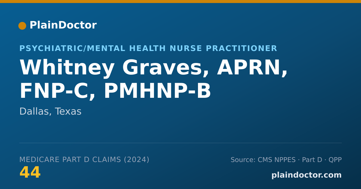 Shareable card for Whitney Graves, APRN, FNP-C, PMHNP-B - Psychiatric/Mental Health Nurse Practitioner, Dallas, TX