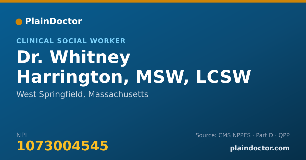 Shareable card for Whitney Harrington, MSW, LCSW - Clinical Social Worker, West Springfield, MA