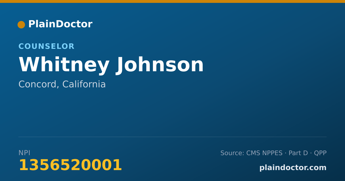 Shareable card for Whitney Johnson - Counselor, Concord, CA