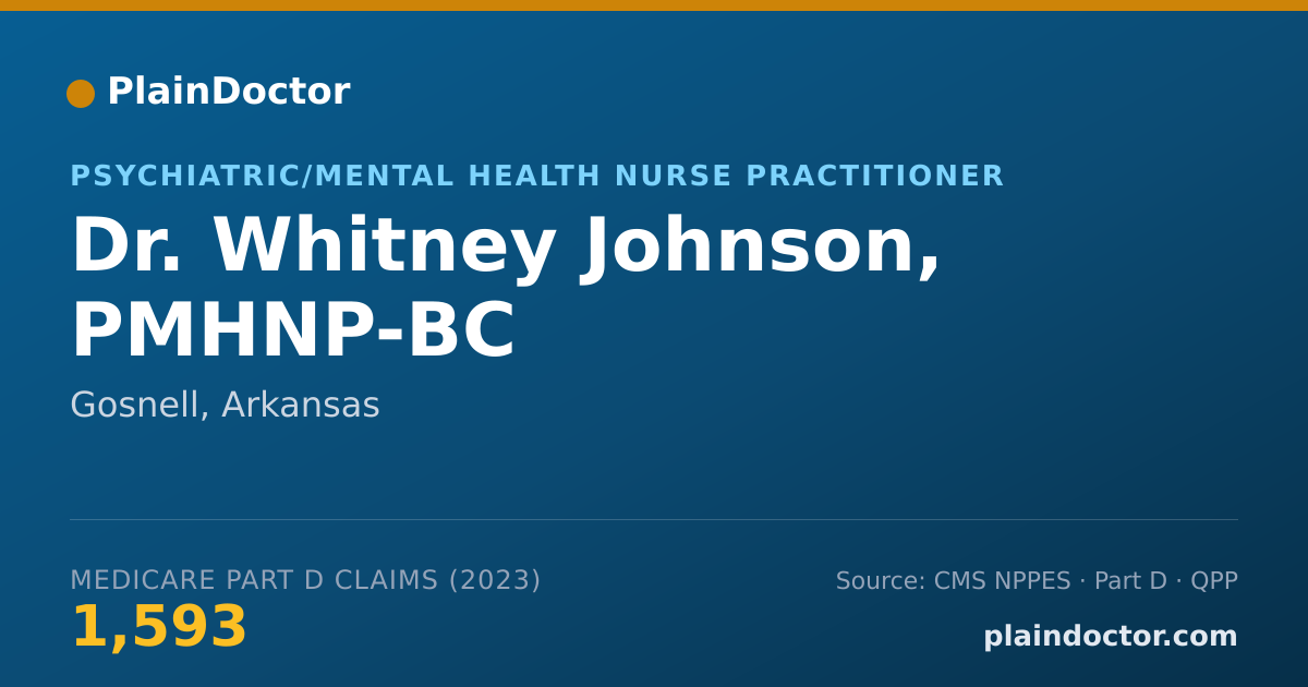 Shareable card for Whitney Johnson, PMHNP-BC - Psychiatric/Mental Health Nurse Practitioner, Gosnell, AR