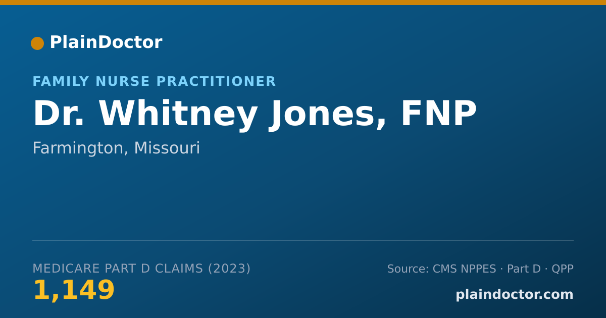 Shareable card for Whitney Jones, FNP - Family Nurse Practitioner, Farmington, MO