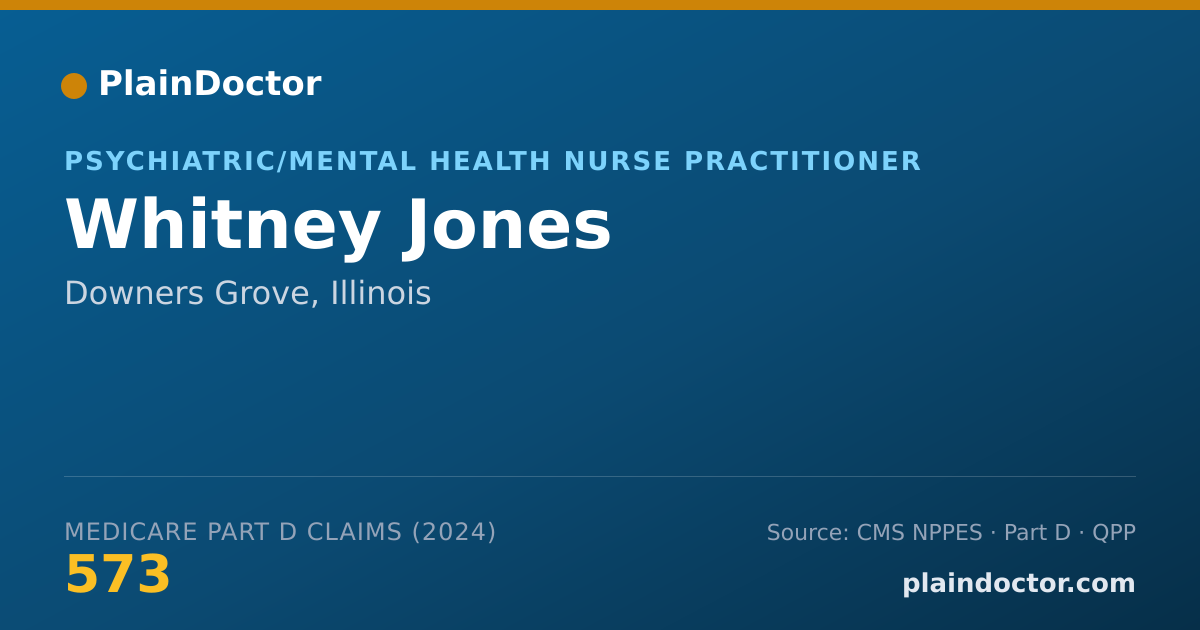 Shareable card for Whitney Jones - Psychiatric/Mental Health Nurse Practitioner, Downers Grove, IL